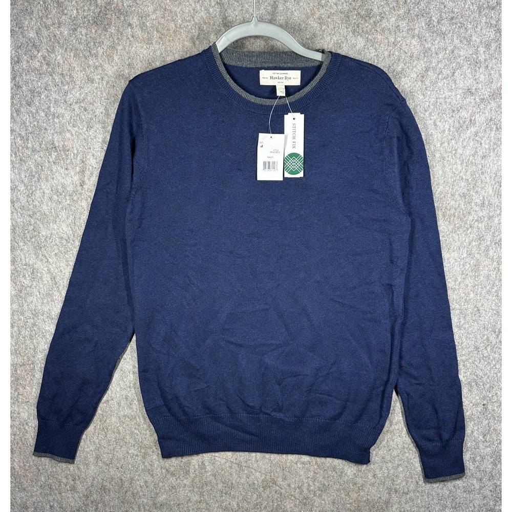 Hawker Rye Mens Cotton Cashmere Crewneck Sweater Navy Size M NWT Stitch Fix
